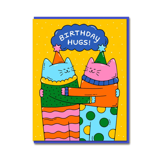 Birthday Hugging Cats Greeting Card