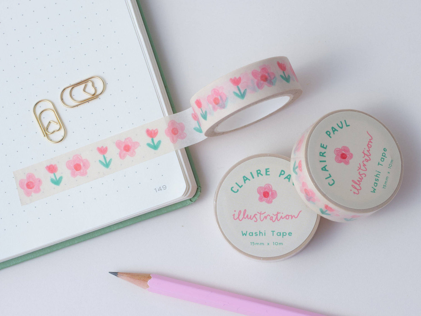Tulip and Daisies Washi Tape