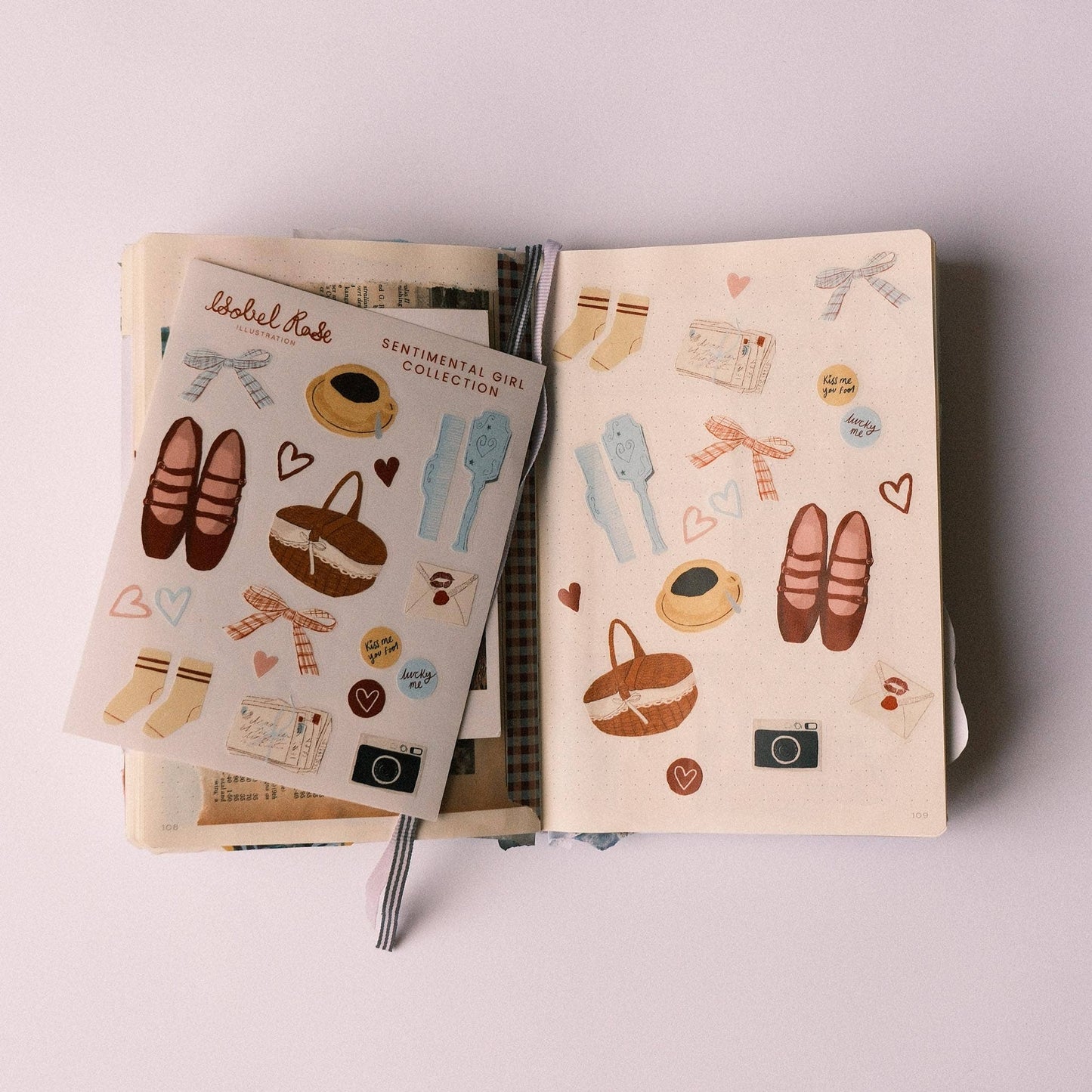 Sentimental Girl Illustrated Vinyl Sticker Sheet