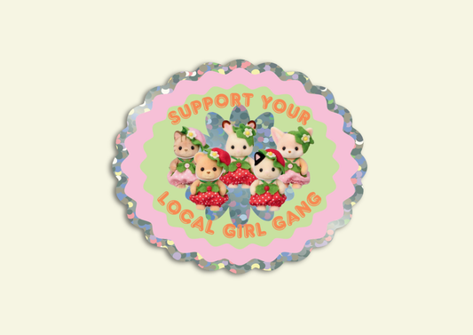 Girl Gang Vinyl Glitter Sticker | Cute Sylvanian Families 