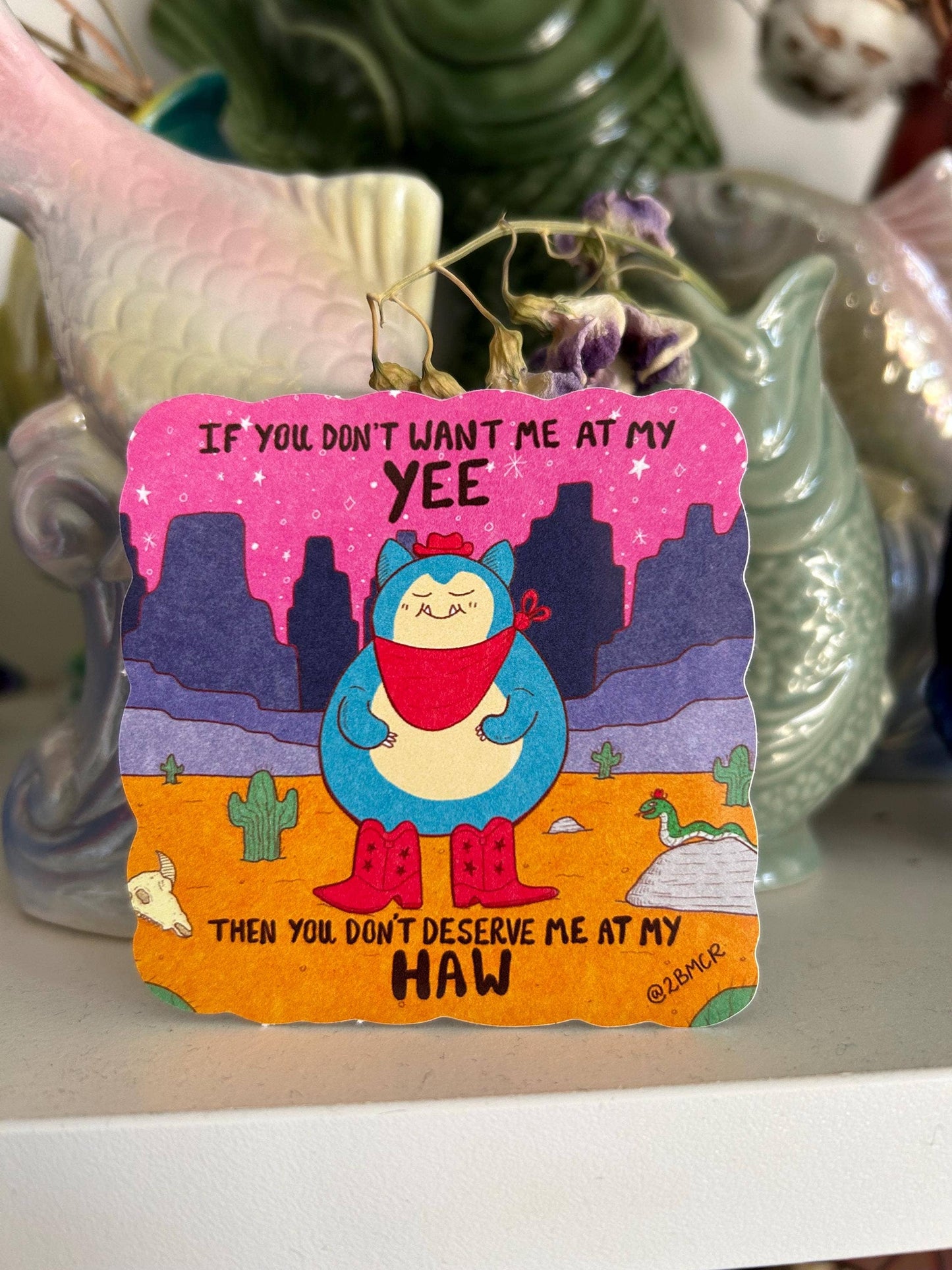 Yee Haw Cowboy Vinyl Sticker Glossy 7cm x 7cm