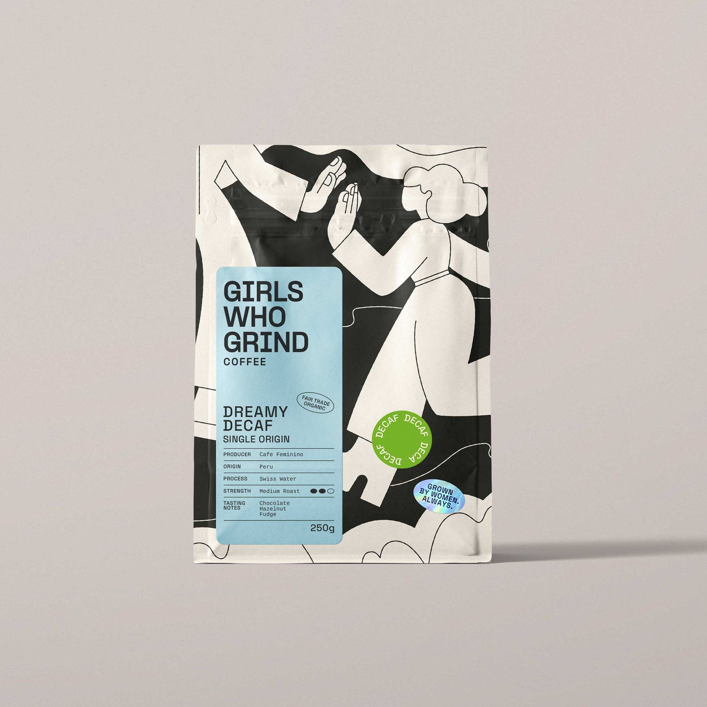 Decaf Coffee Beans, Dreamy Decaf, Cafe Feminino, Peru.: French Press / 250g
