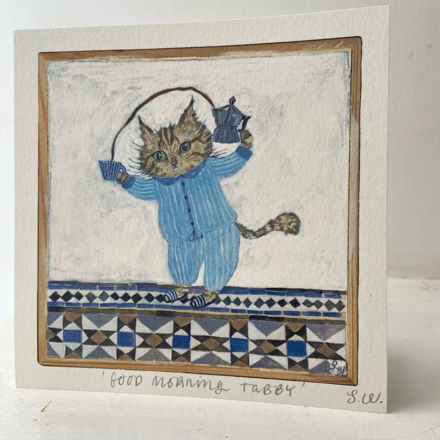 Small square art print -Good Morning Tabby