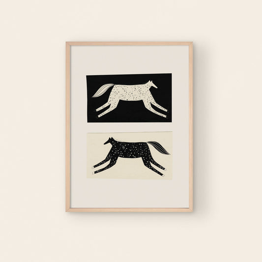 Negative / Positive Horse Art Print | Cowboy | Western: A4
