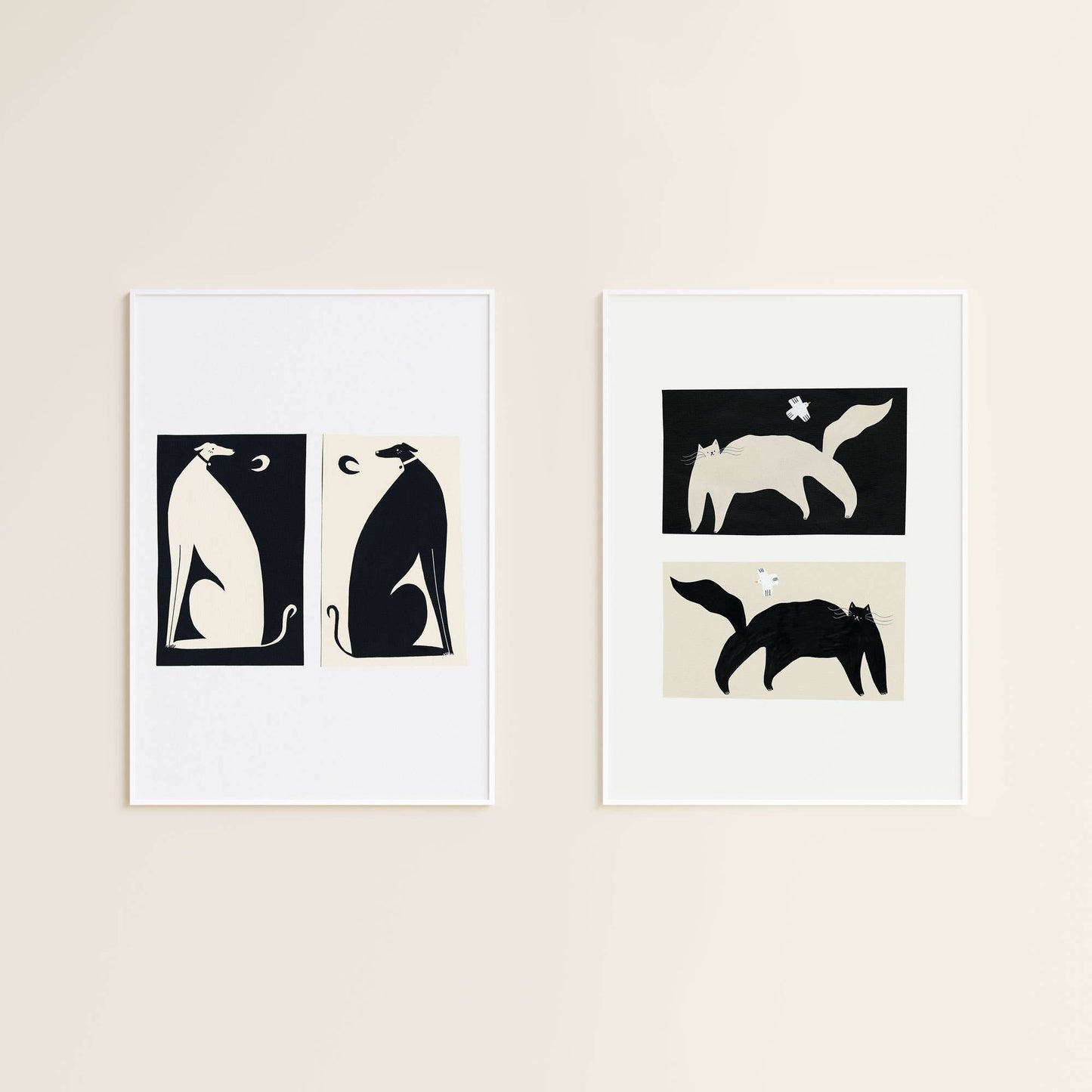 Negative / Positive Whippets: A4 Art