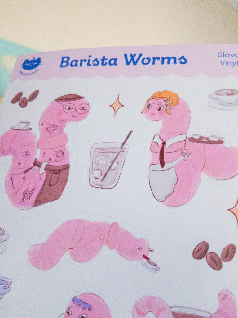 Barista Worms Vinyl Sticker Sheet