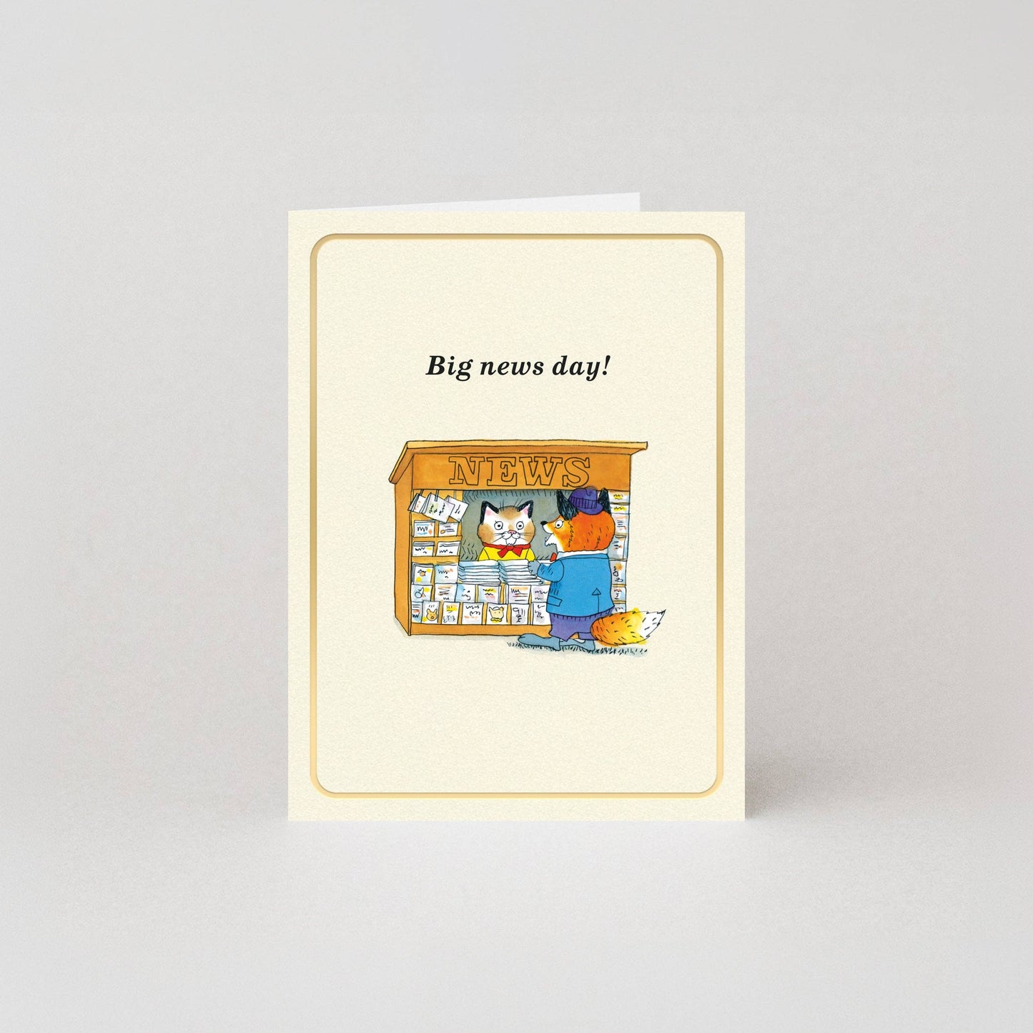 Big News Day - Gold Foil - Mini Card by Richard Scarry