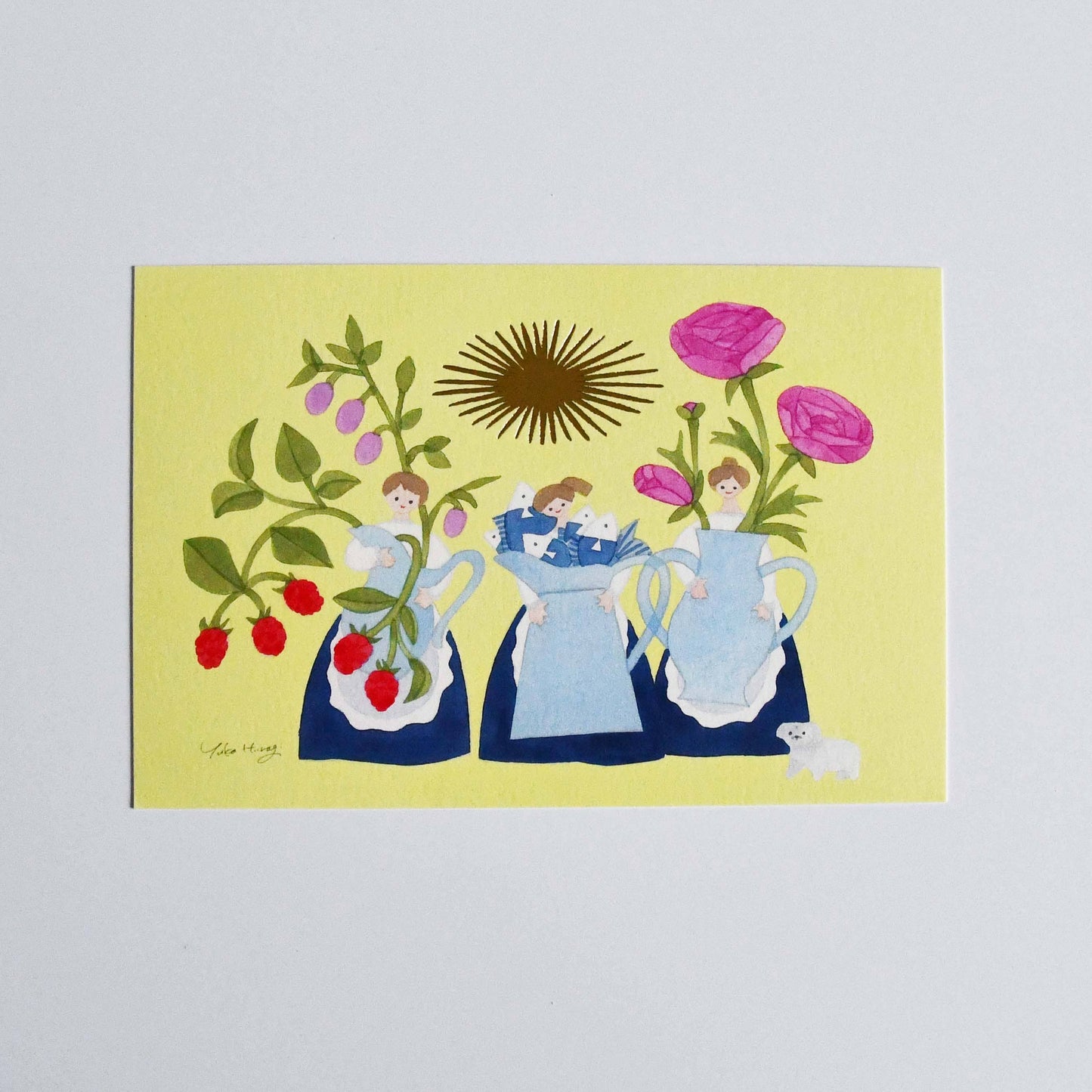Yuka Hiragi Japanese illustrator Emboss Postcard - Rich fruits