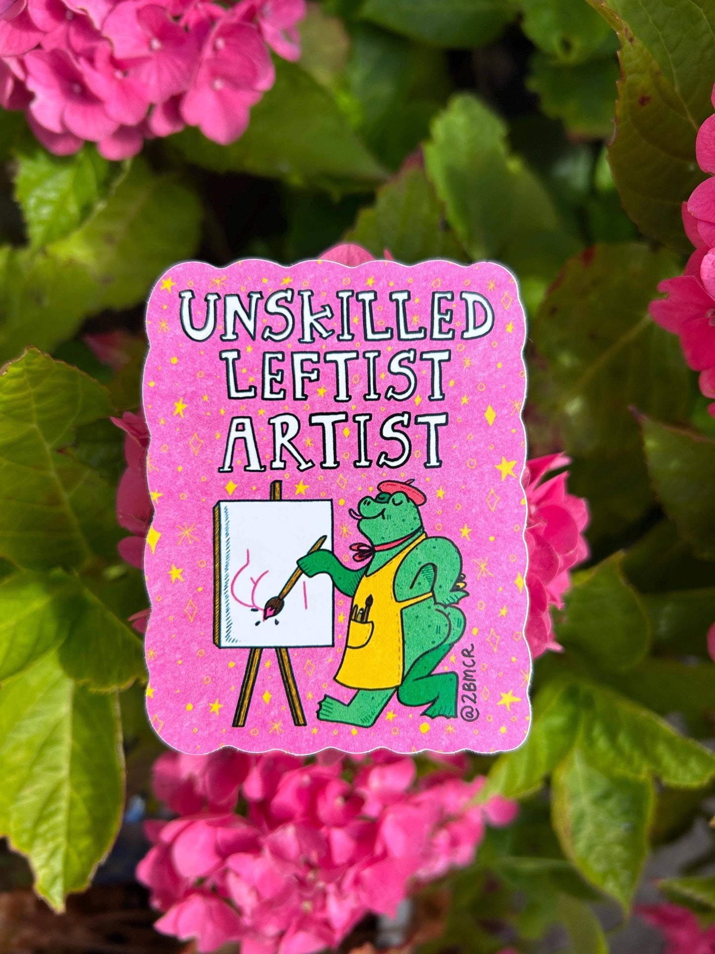 Unskilled Leftist Artist Vinyl Frog Art Sticker 6x8cm