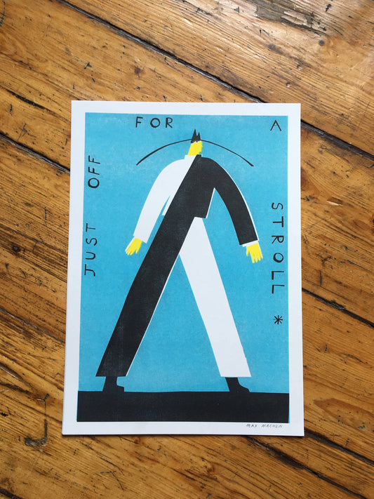 Just off For a Stroll riso print (A4)
