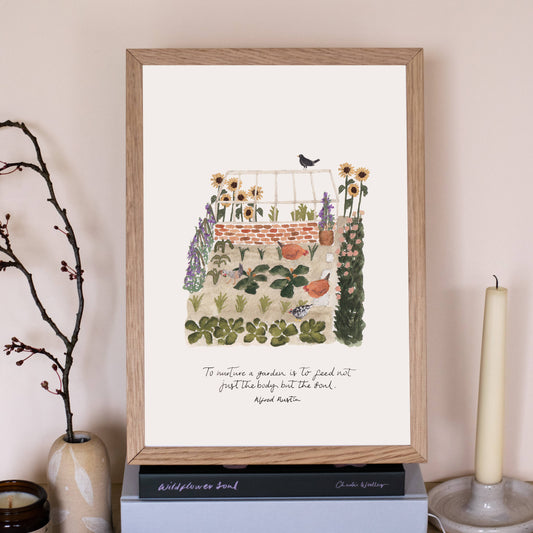 'To Nurture A Garden' Vegetable Garden A4 Wall Print