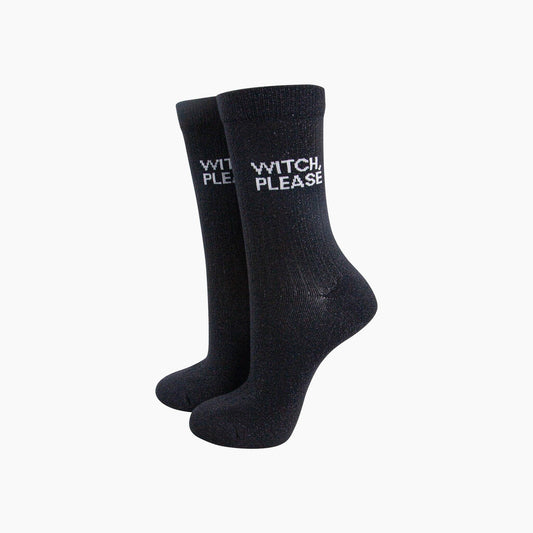 Witch Please Combed Cotton Glitter Socks in Black: UK 3-7 | EU 36-40 | US 5-9