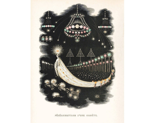 Wanderings of a comet | Pérégrinations D&#39;une Comète | Celestial fine art print | Modern Vintage decor | Eco-friendly gift: A4
