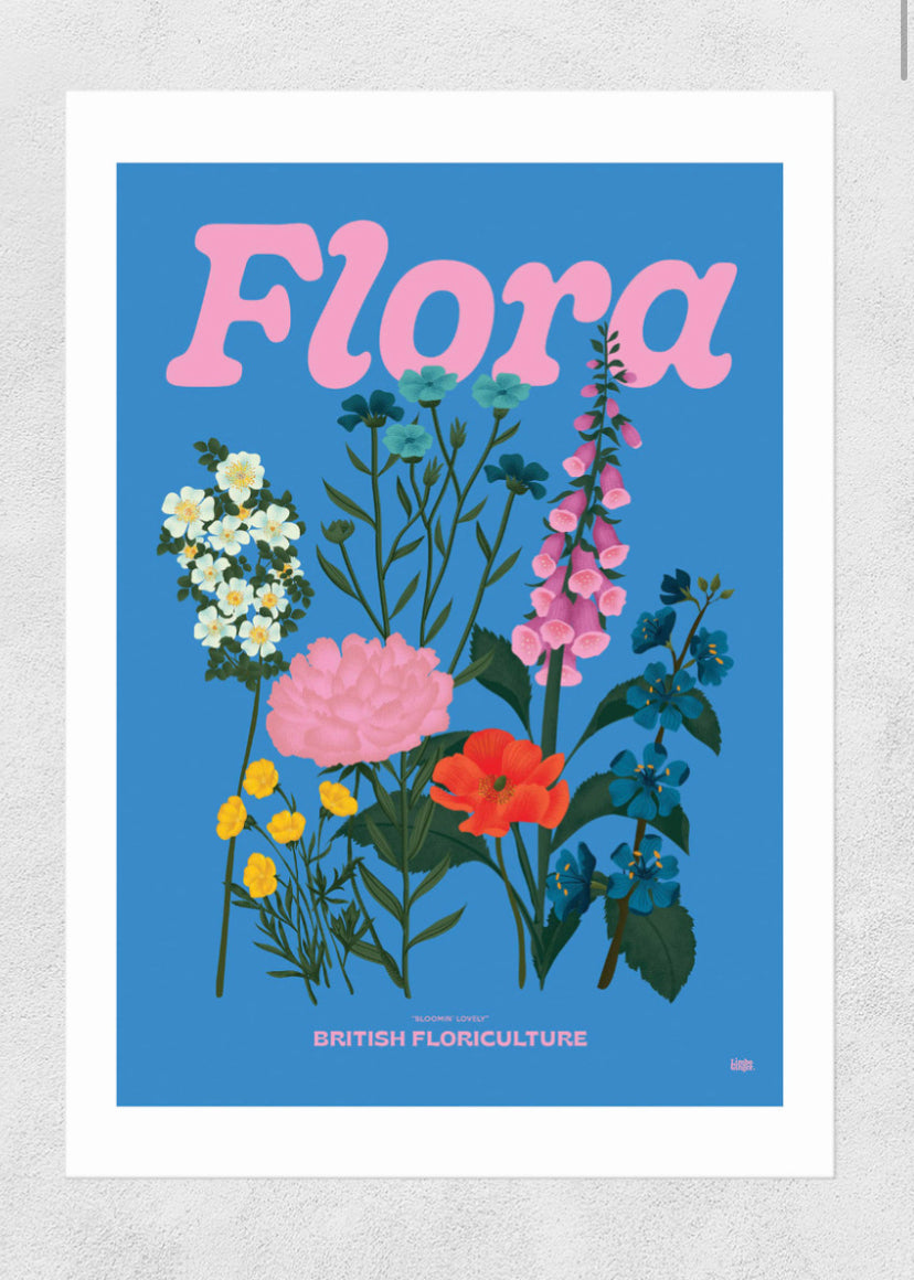 Flora colourful A3 Art Print