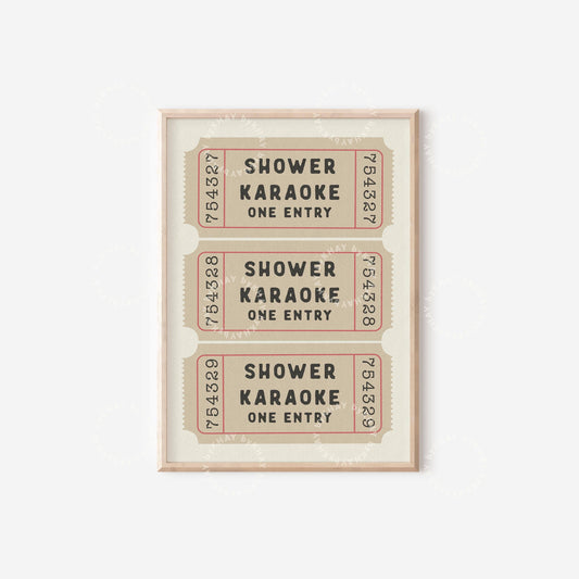 Shower Karaoke Ticket Print: Unframed / A4