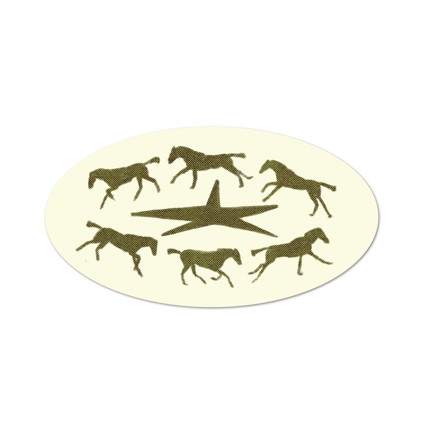 Cream Running Horses! sticker