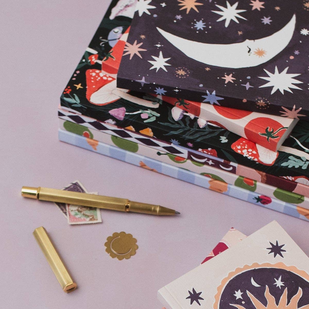 Sleeping Moon Pocket Notebook | Plain Page Mini Journal