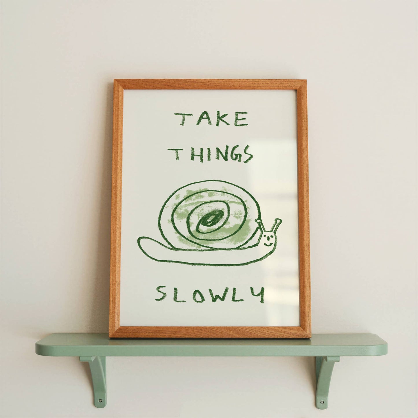 Take Things Slowly Snail Wall Art Print - Eco, Illustrated