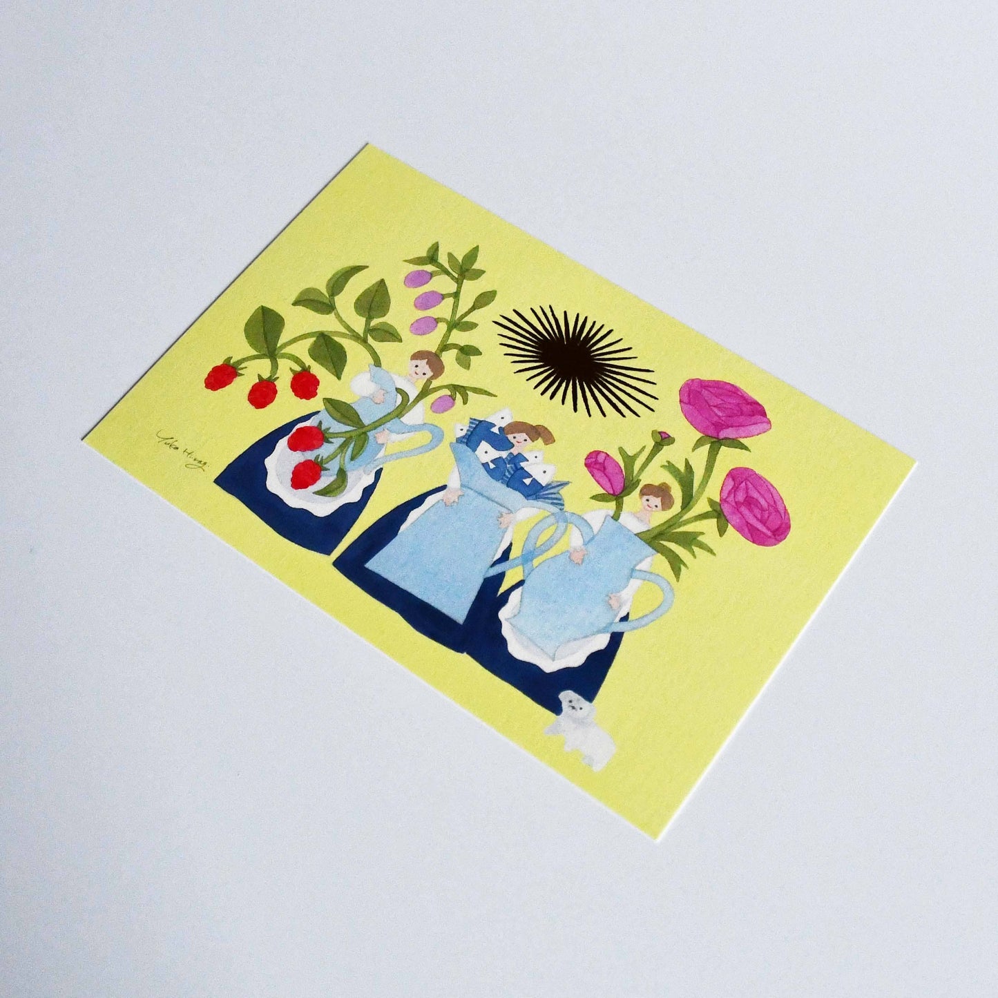 Yuka Hiragi Japanese illustrator Emboss Postcard - Rich fruits