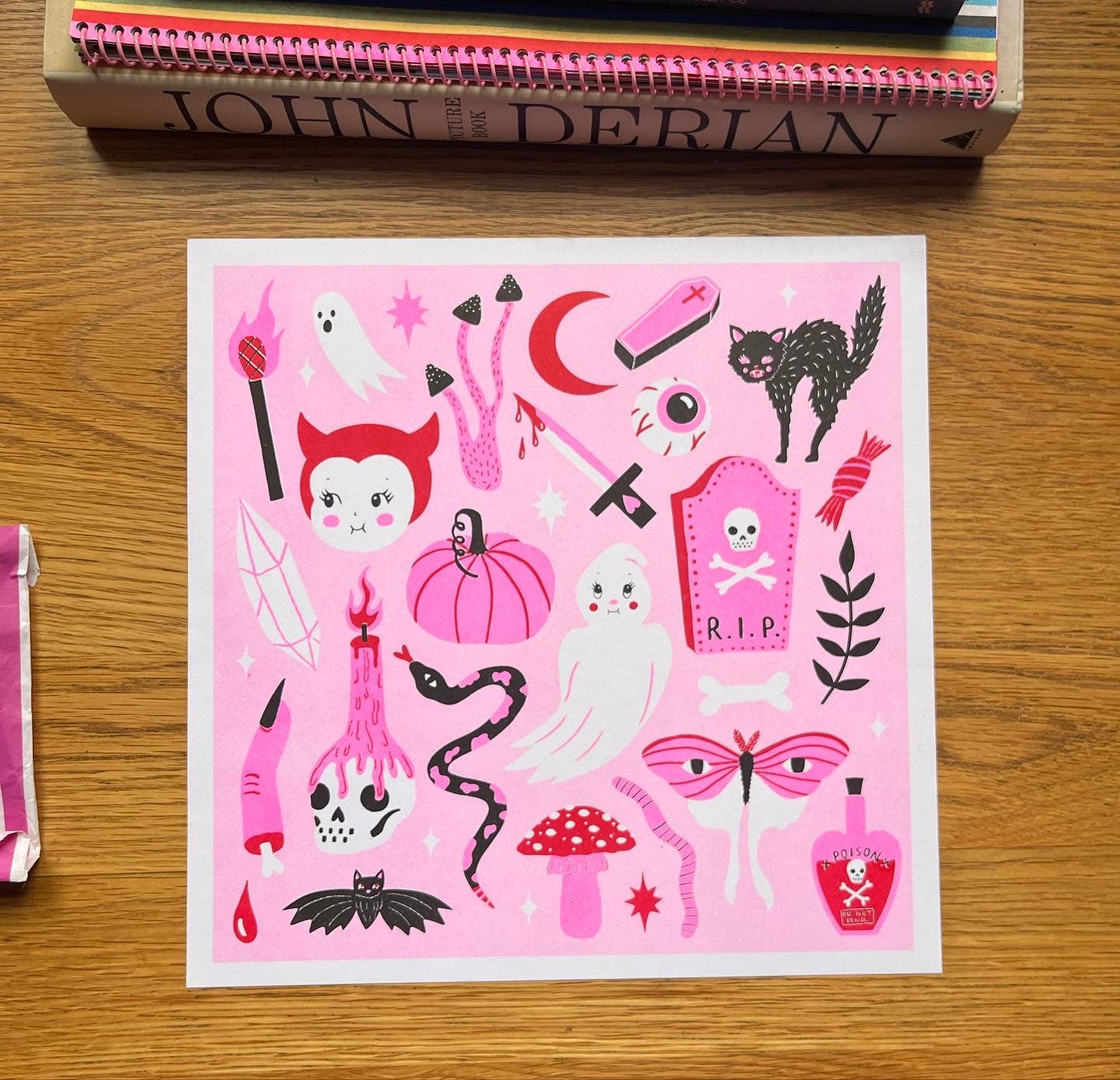 Spooky Season Square Risograph Print 30x30cm