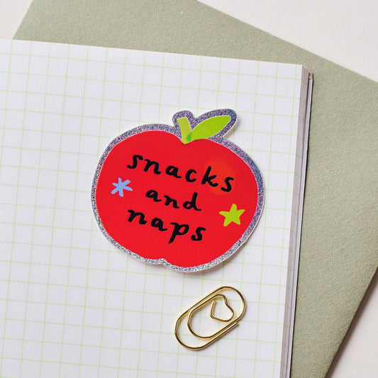 Snacks and Naps Apple Holographic Sticker: Without Backing Card