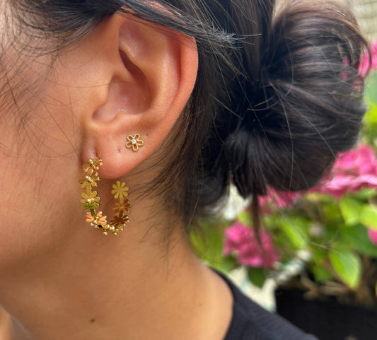 18ct Gold Plated Daisy Earrings
