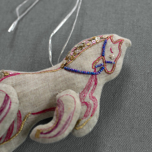 Carousel Pony Horse - Cotton Ornament, Token, Embroidered