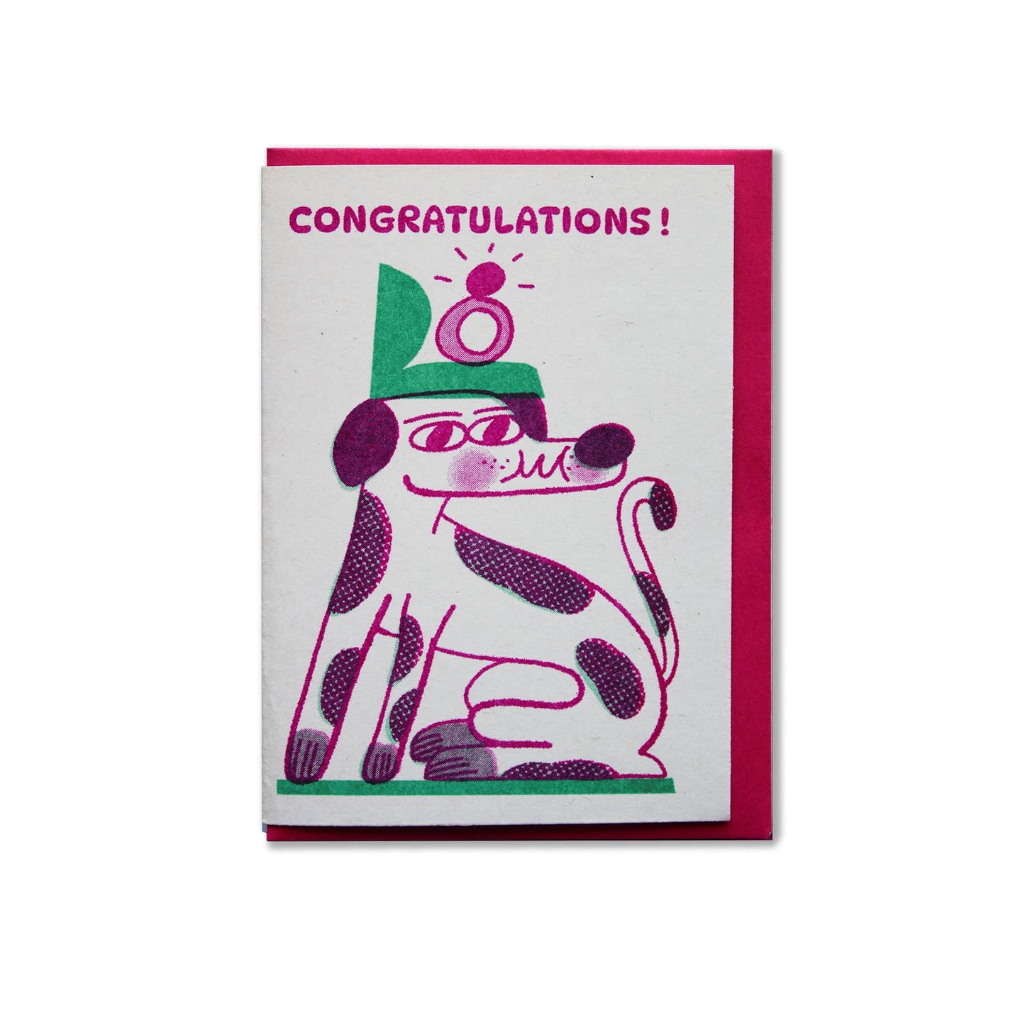 Congratulations engagement dog - A7 Mini Riso Greetings Card