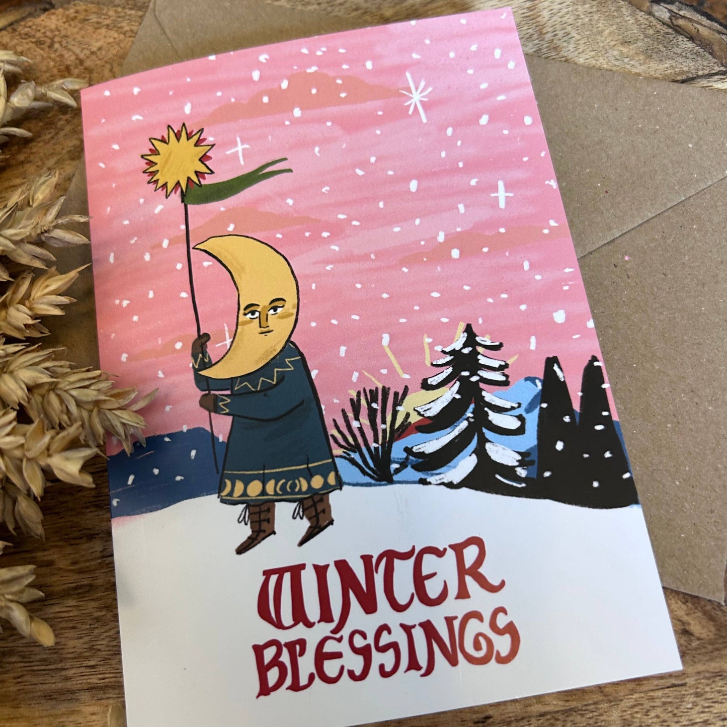 Winter blessings moon card