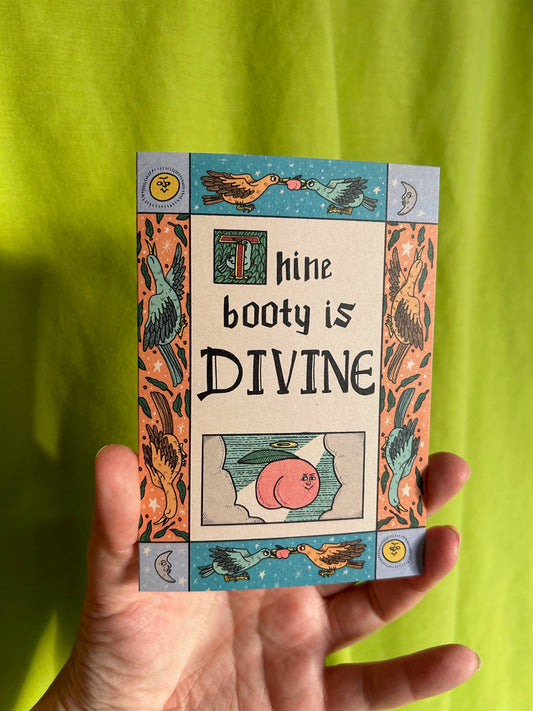 Thine Booty is Divine Peachy Medieval A6 Greetings Card