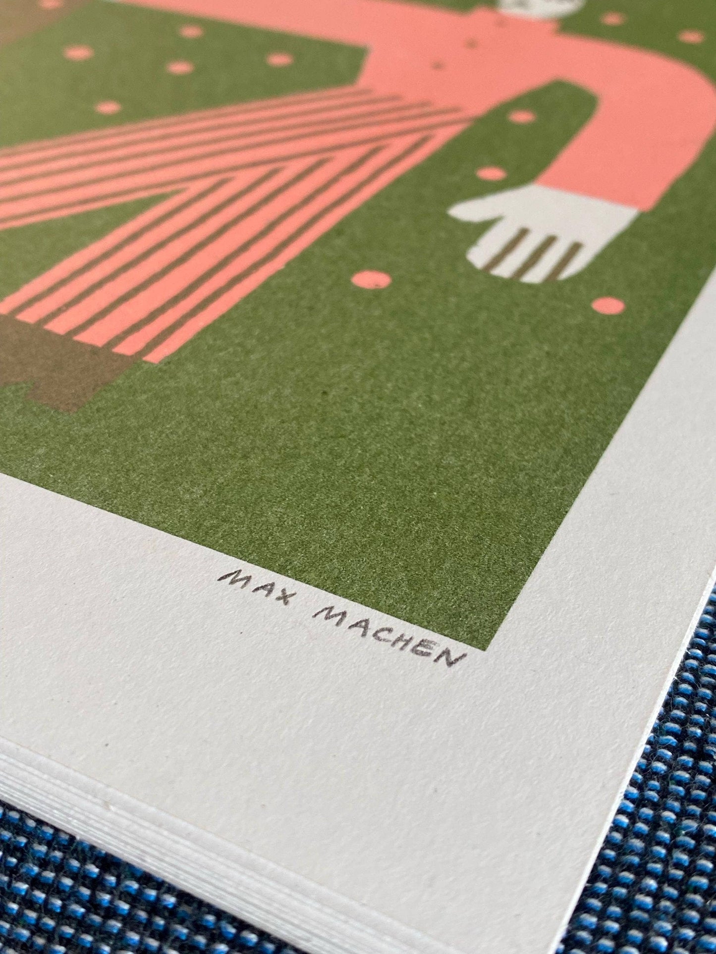 Man and cat shaking blossom riso print (A3)