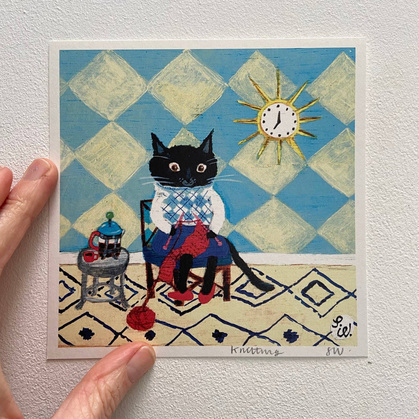 Small square art print -knitting