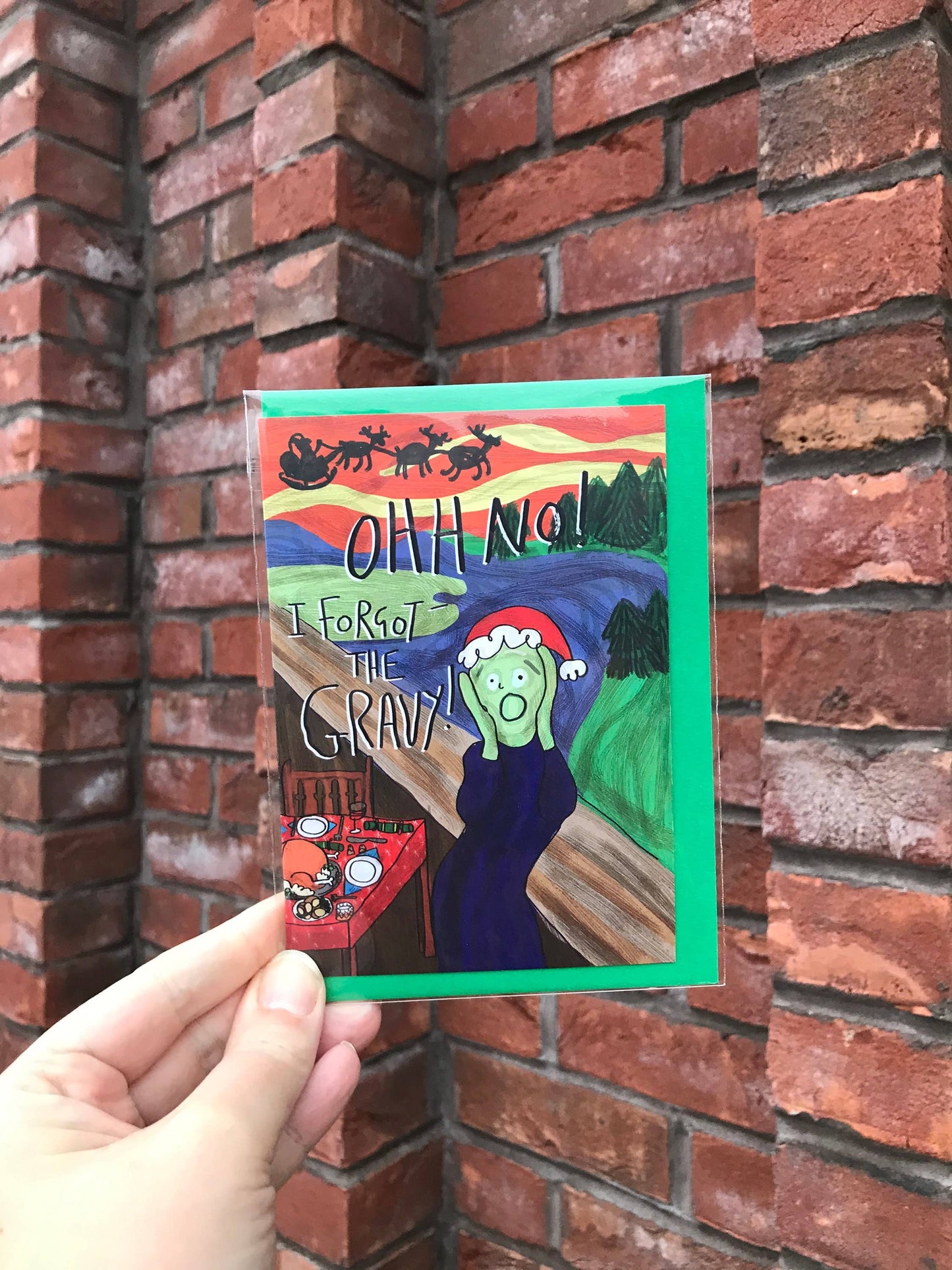 Funny Christmas Card Art History The Scream A6