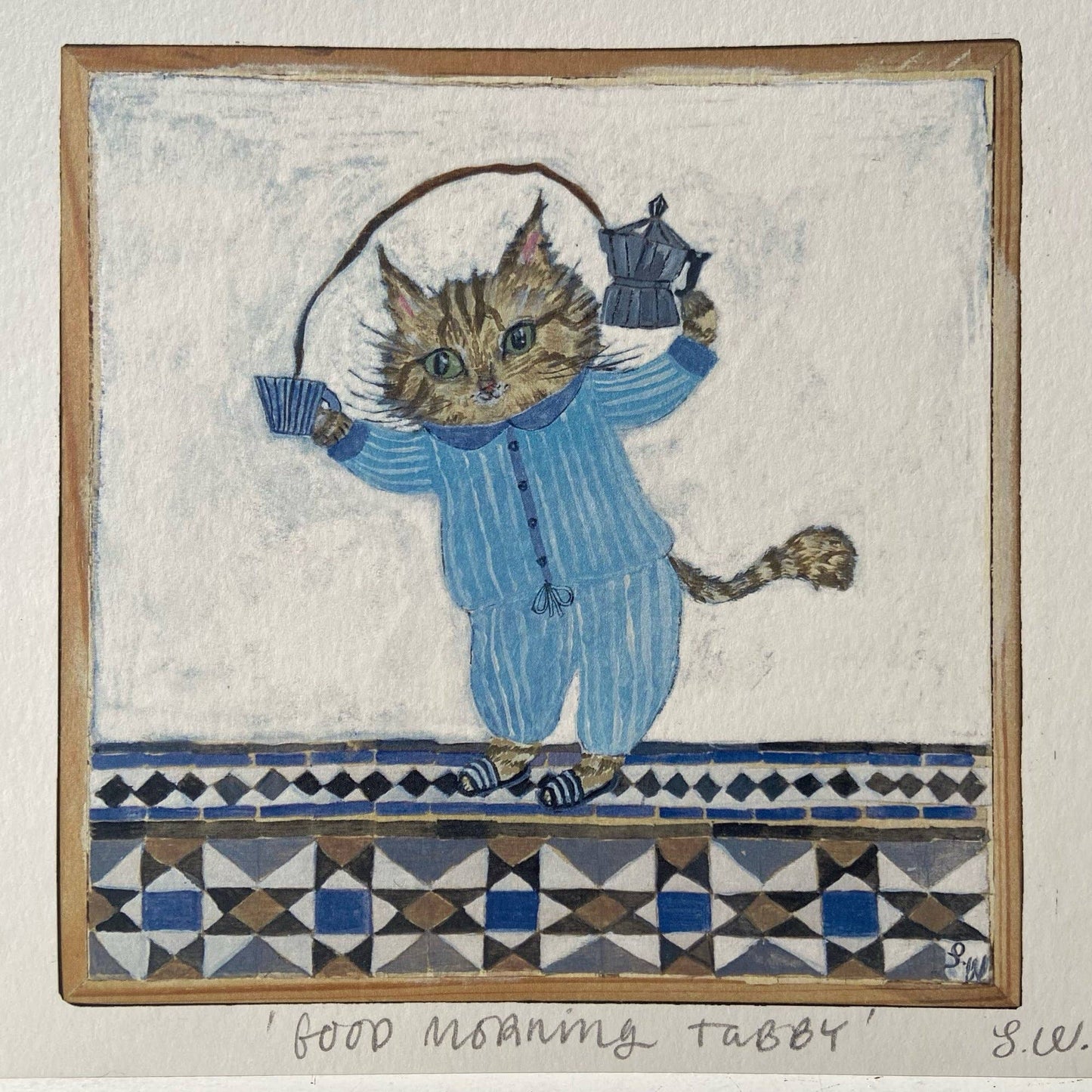 Small square art print -Good Morning Tabby