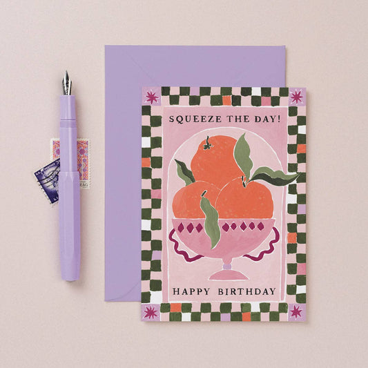 Squeeze The Day Oranges Card | Pun Birthday Cards