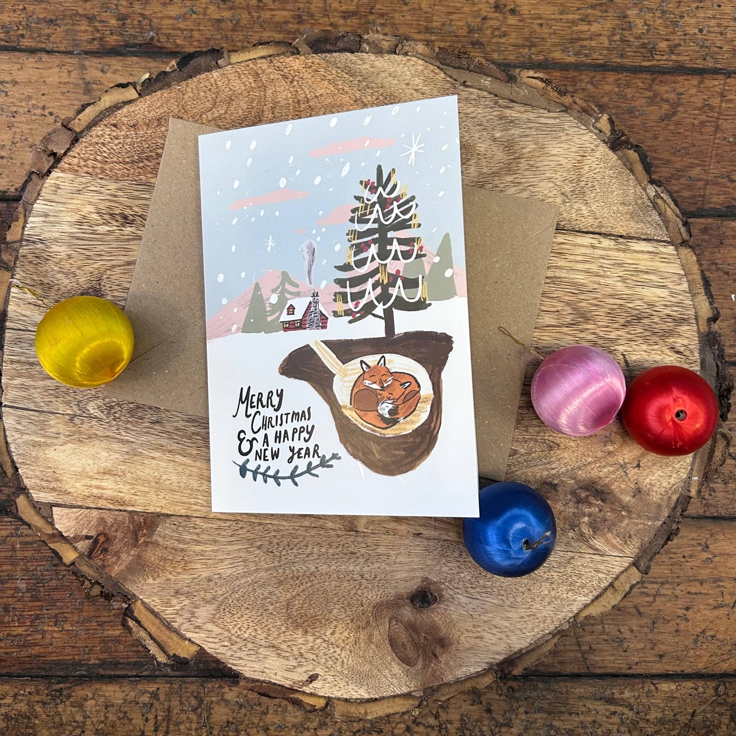 Merry Christmas foxes card