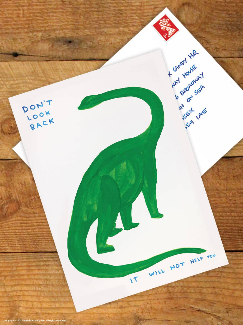 Funny A6 Art Postcard by David Shrigley - Don’t Look Back