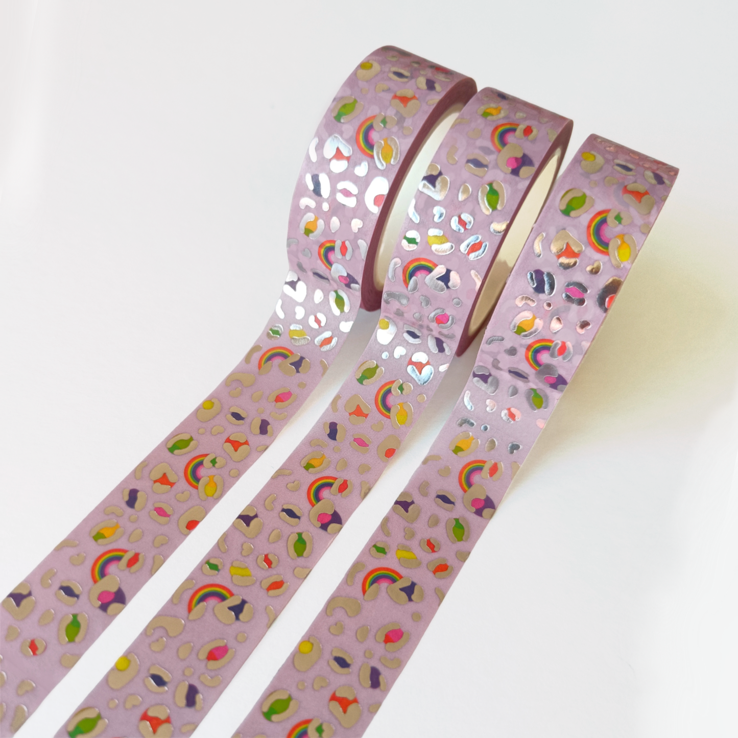 Rainbow Leopard Pink Silver Foiled Washi Tape