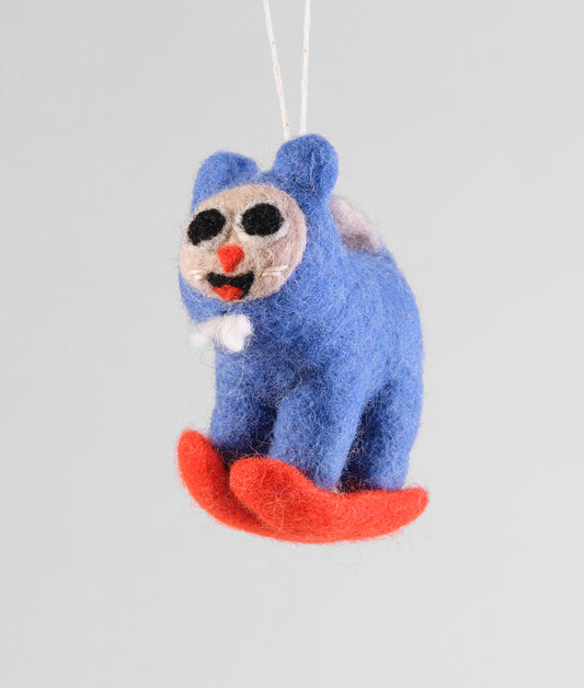 Eddie Skiing Cat Felt Christmas Decoration