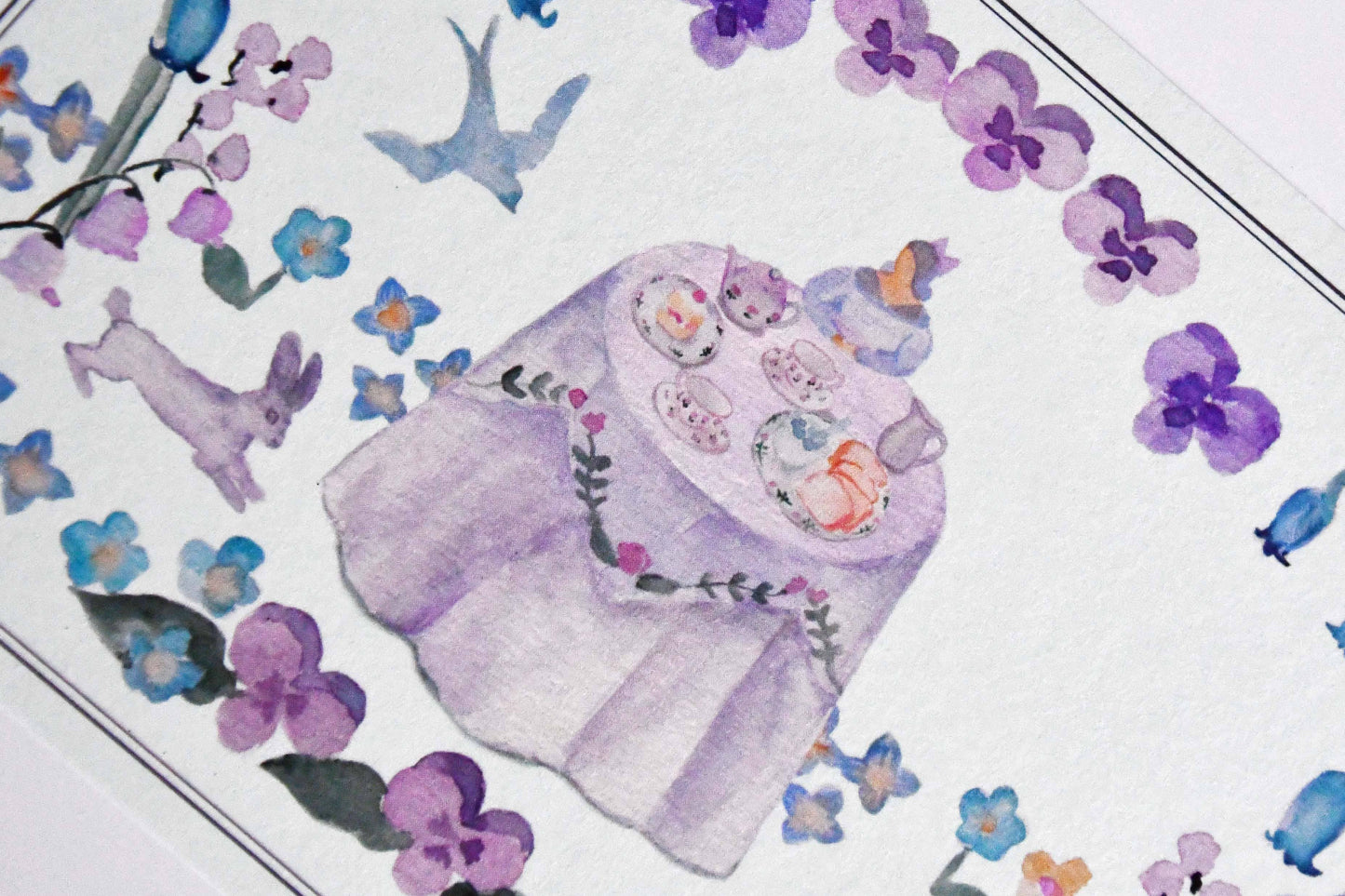 Japanese illustrator Postcard -  The invitation for tea party