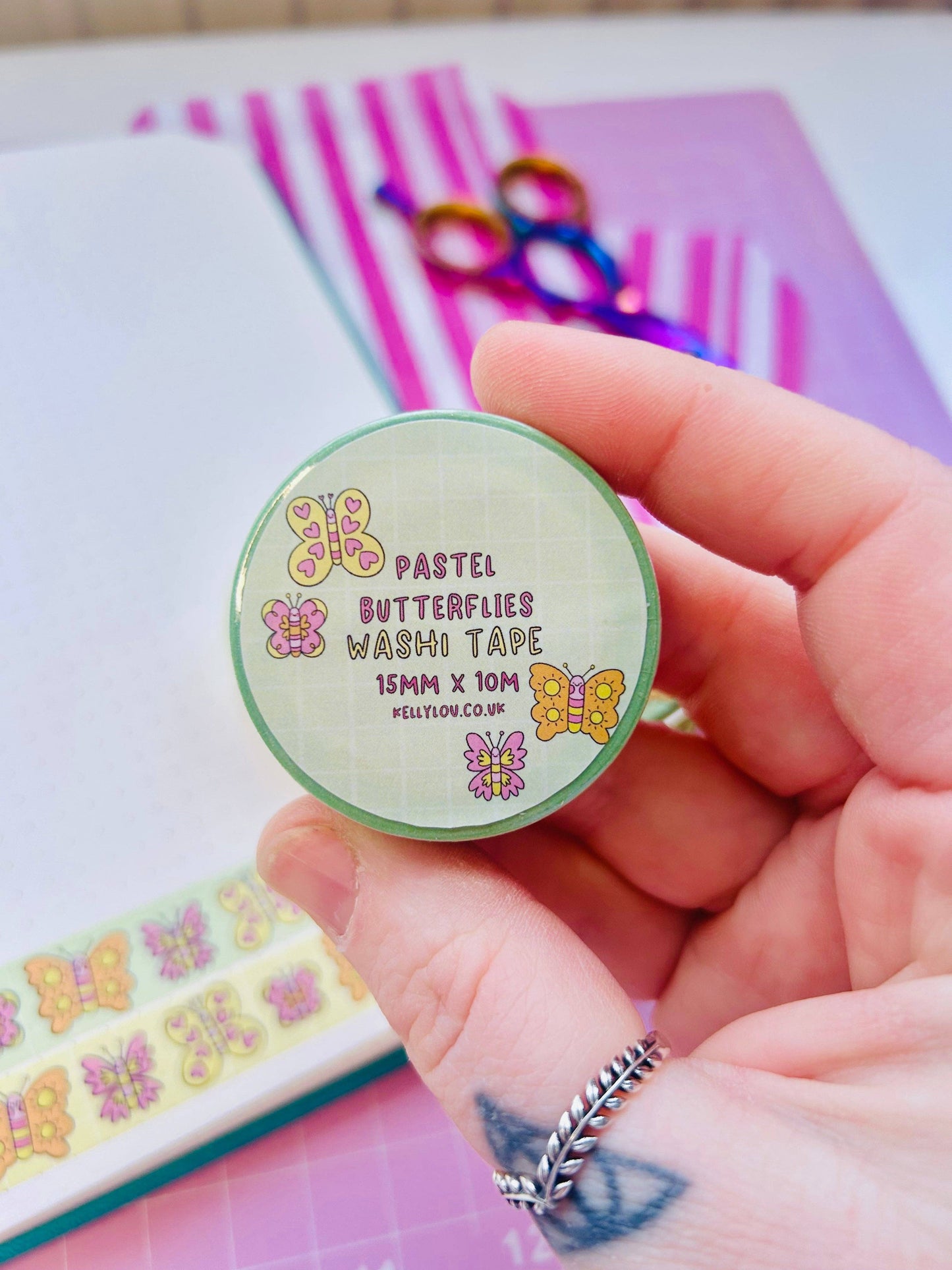 Spring Butterflies - Vertical Washi Tape: Pastel Yellow