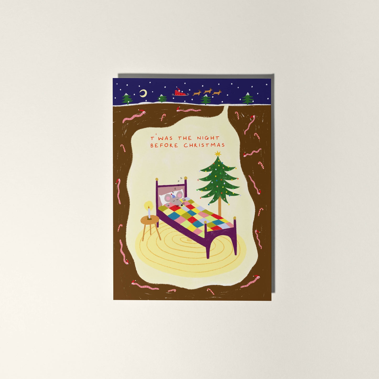 T'was The Night Before Christmas Card | Folky Holiday Card