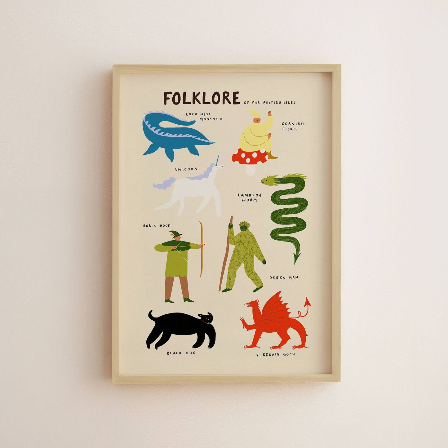 British Isles Folklore Creatures Art Print | Myths | Legends: A3