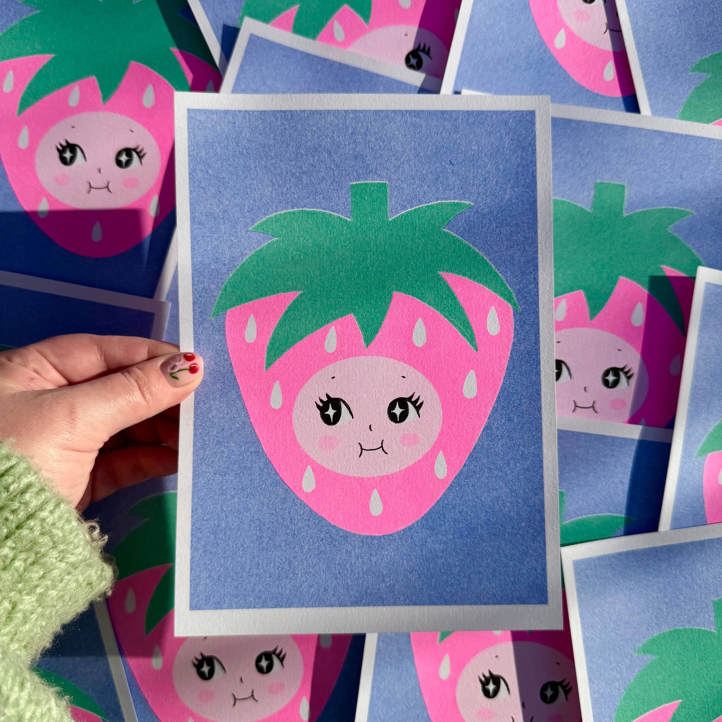 Strawberry Kewpie A5 Risograph Print