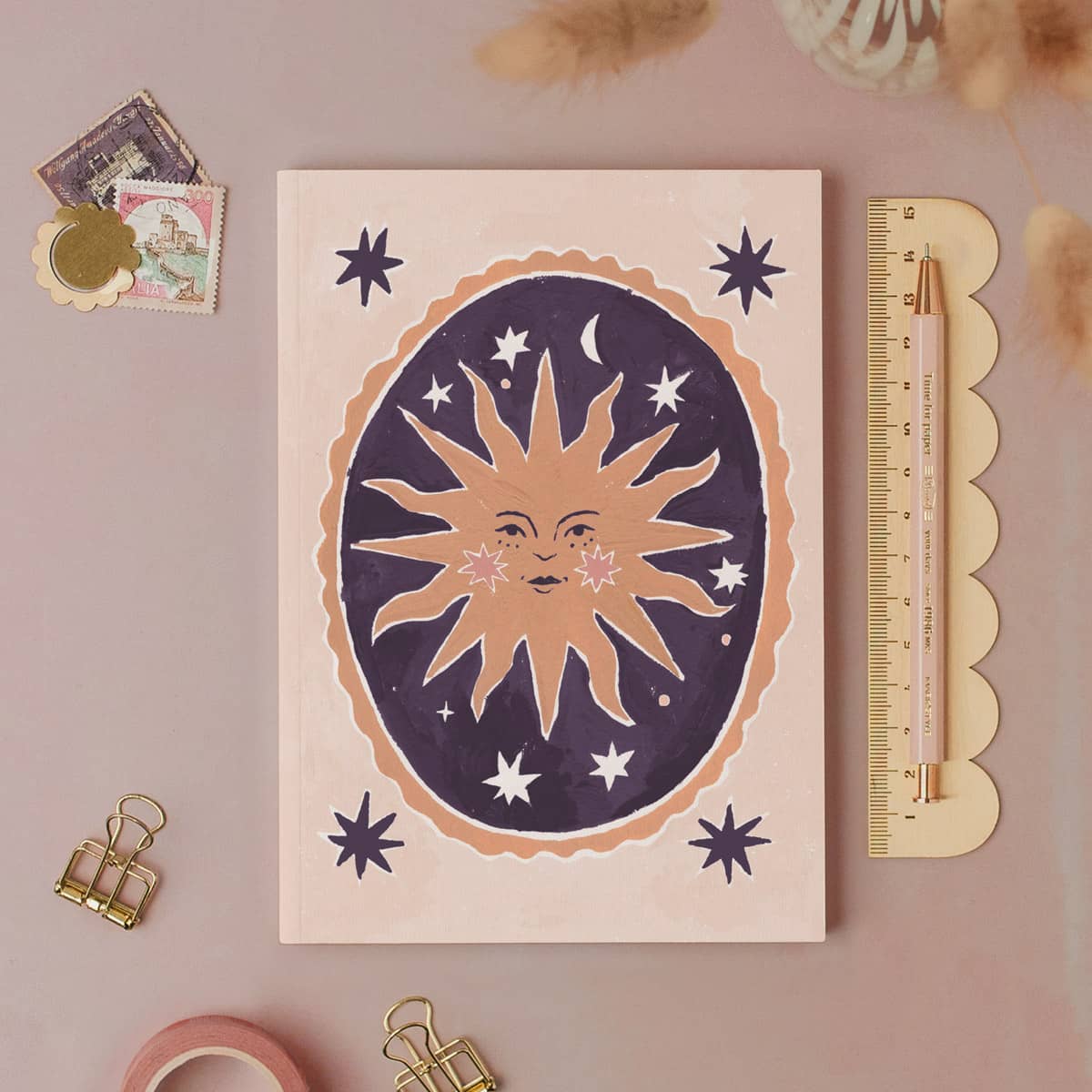Smiling Sun Pocket Notebook | Plain Page Mini Blank Journal