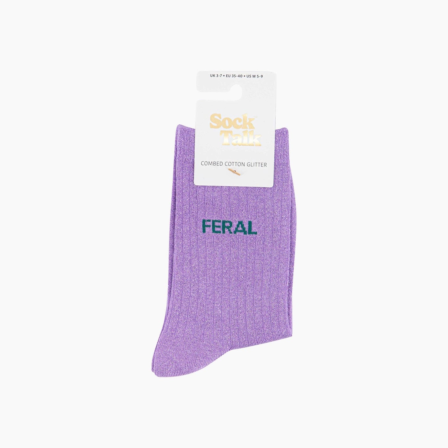 Feral Combed Cotton Glitter Socks in Lilac: UK 3-7 | EU 36-40 | US 5-9