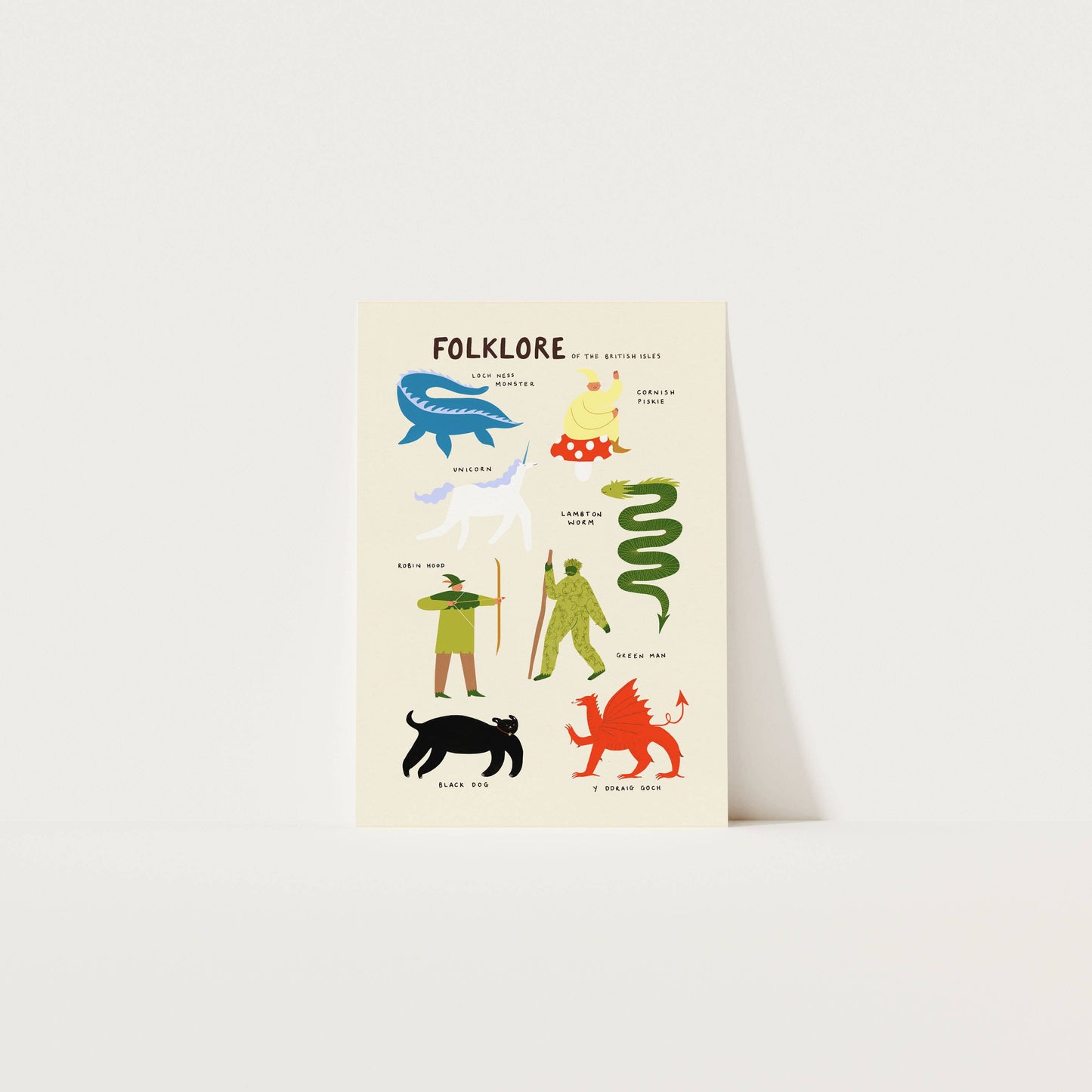 British Isles Folklore Creatures Art Print | Myths | Legends: A3