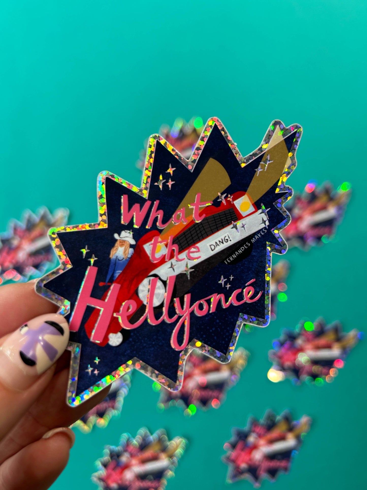 What The Hellyonce, Fun Car Glitter Vinyl Sticker