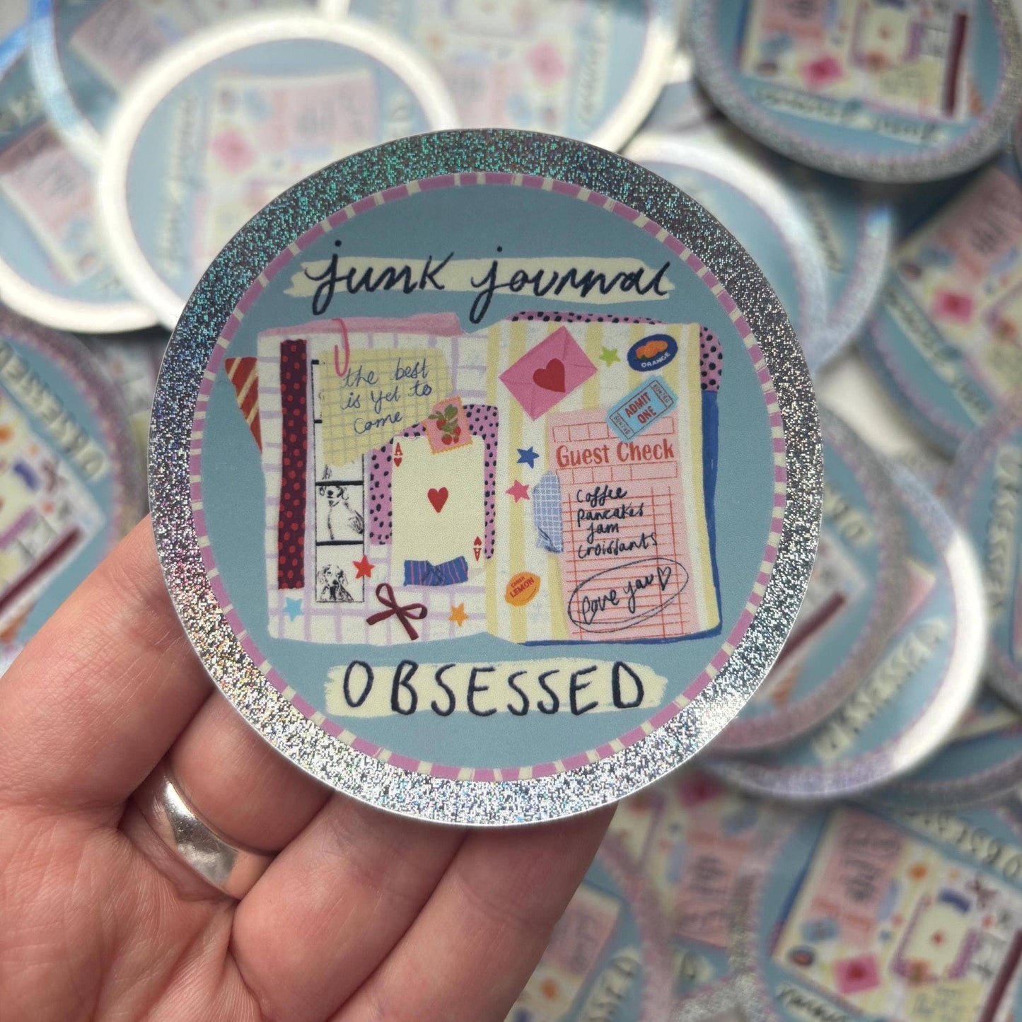 Junk Journal Obsessed Sparkly Vinyl Sticker