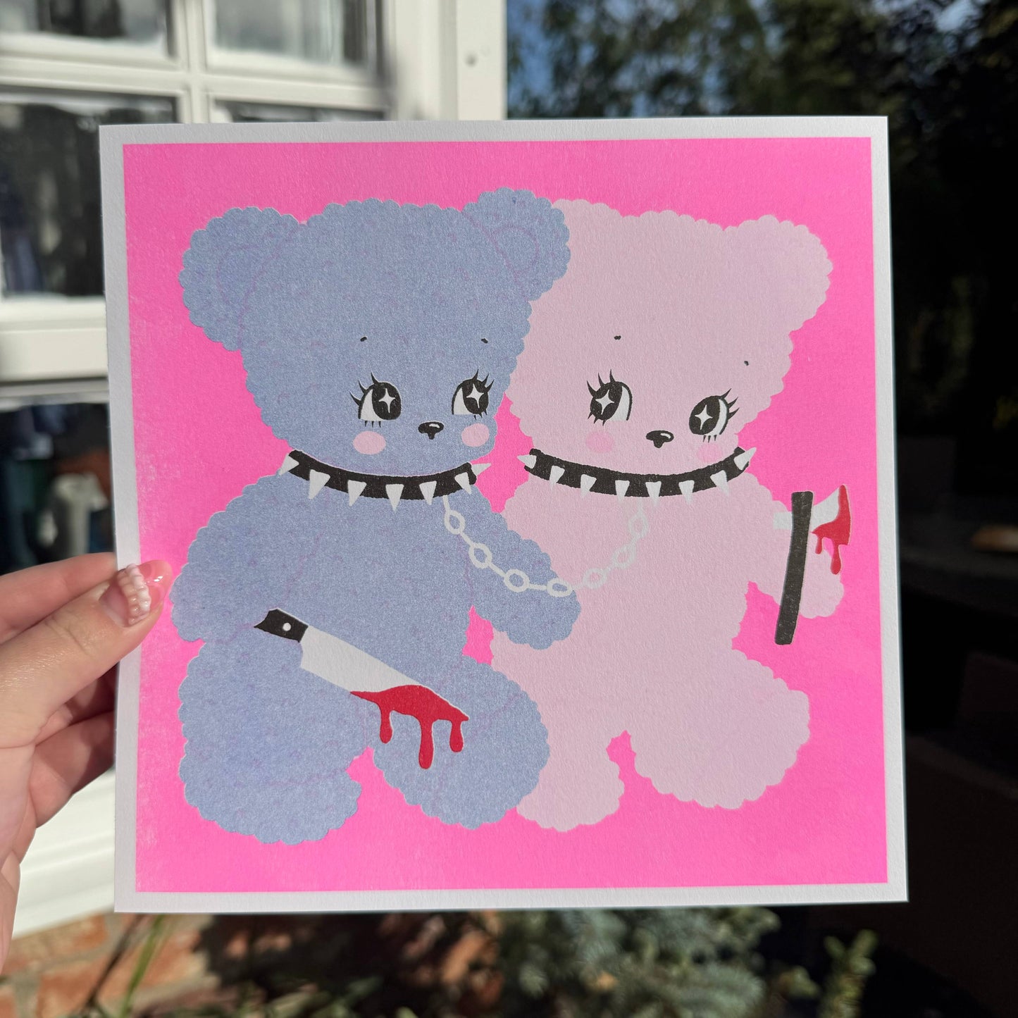 Scary Bears 21 x 21cm Square Risograph Print